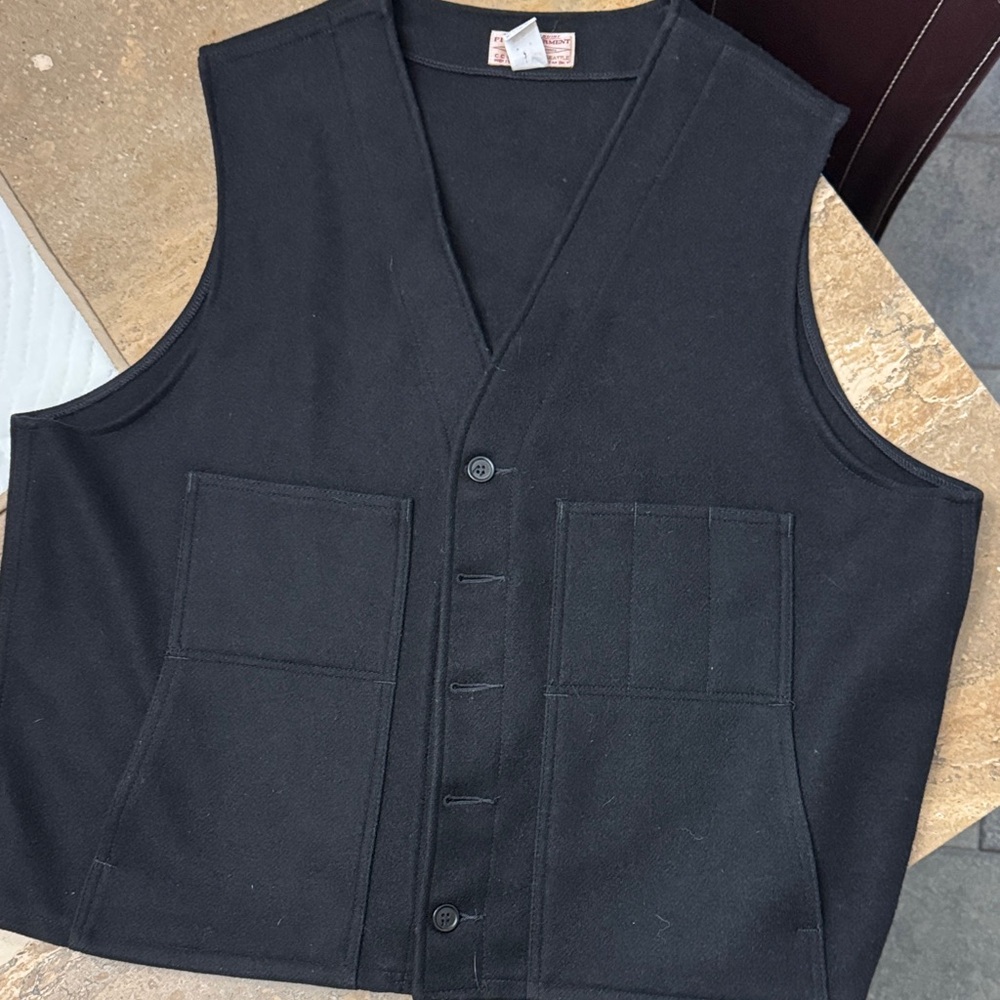 C.C. Filson Company Seattle Black Button-Up Utility Vest